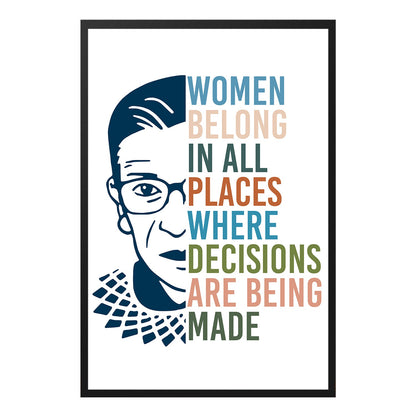  Women Belong in All Places RBG Inspirational Poster Design 2