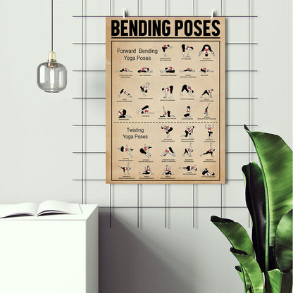 Yoga Bending Poses Position Chart Knowledge Poster (2)