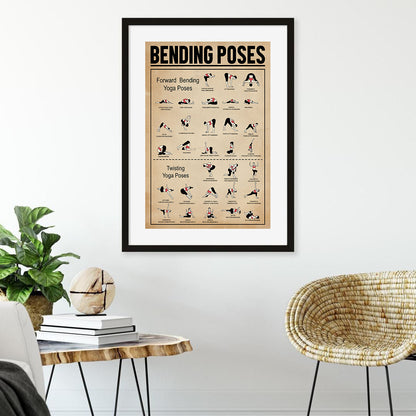 Yoga Bending Poses Position Chart Knowledge Poster (5)