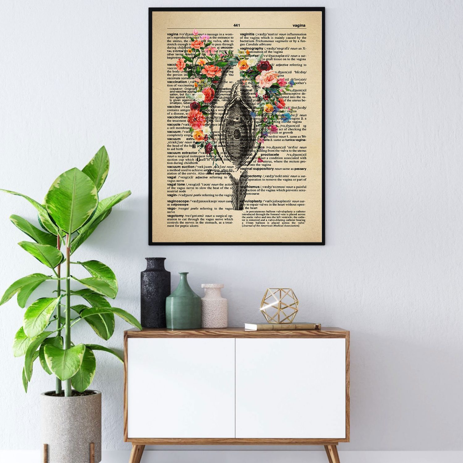 LOLUIS Vintage Vagina Anatomy Upcycled Dictionary Poster