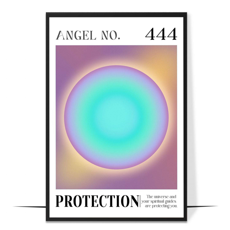 444 Protection hand-drawn aura print — A steady, grounded aura holds the number 444,