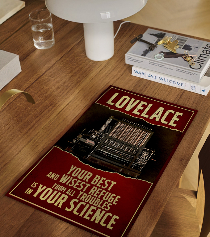 Ada Lovelace poster framed and displayed in a classroom