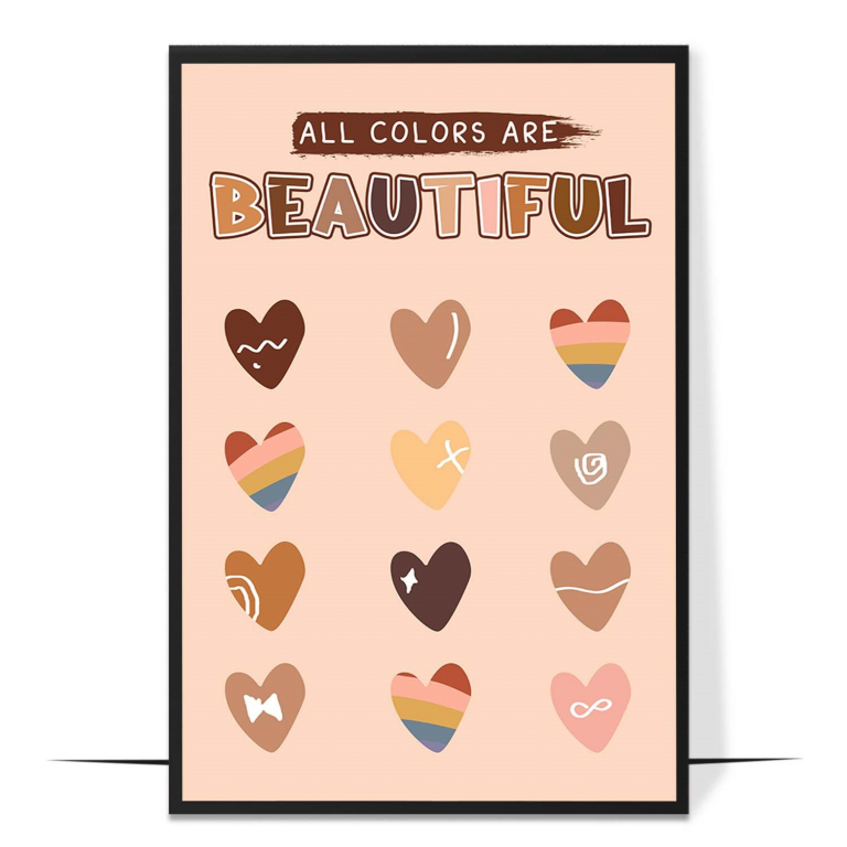 All Colors Are Beautiful hand-drawn boho print — A boho arrangement of warm, earthy skin-tone s
