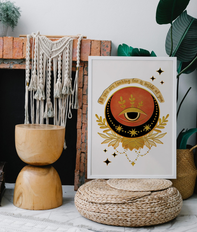 All You Are Looking For print framed above a bed
