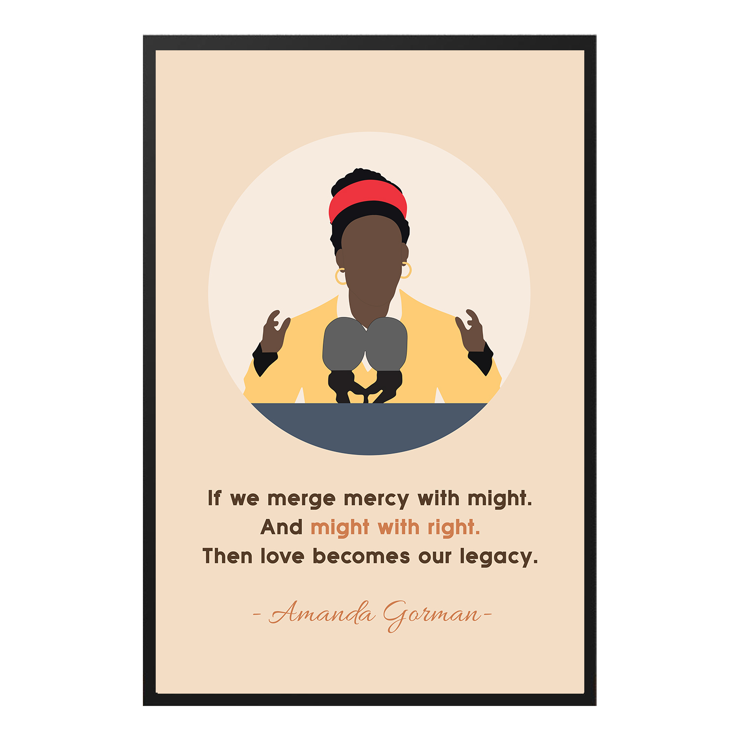 Amanda Gorman Poet Empowered Inspirational Quote Wall Art - Image 7