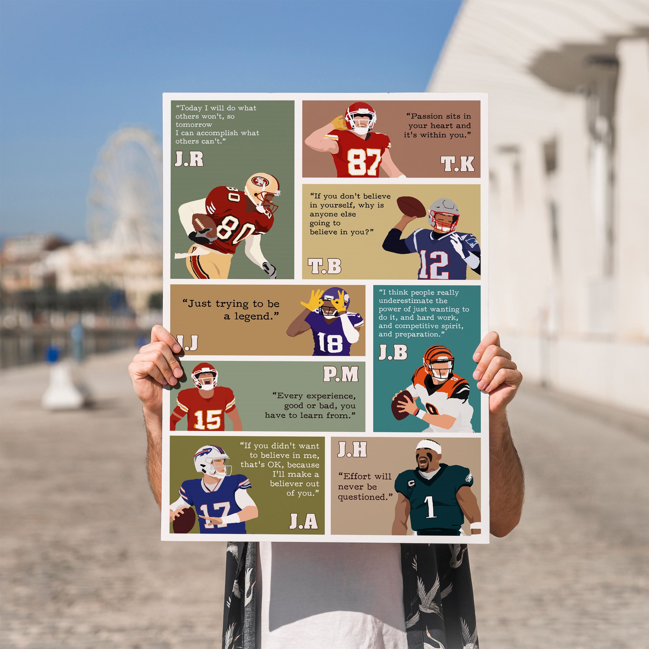 American Football Superstar Motivational Quote Wall Art - Image 2