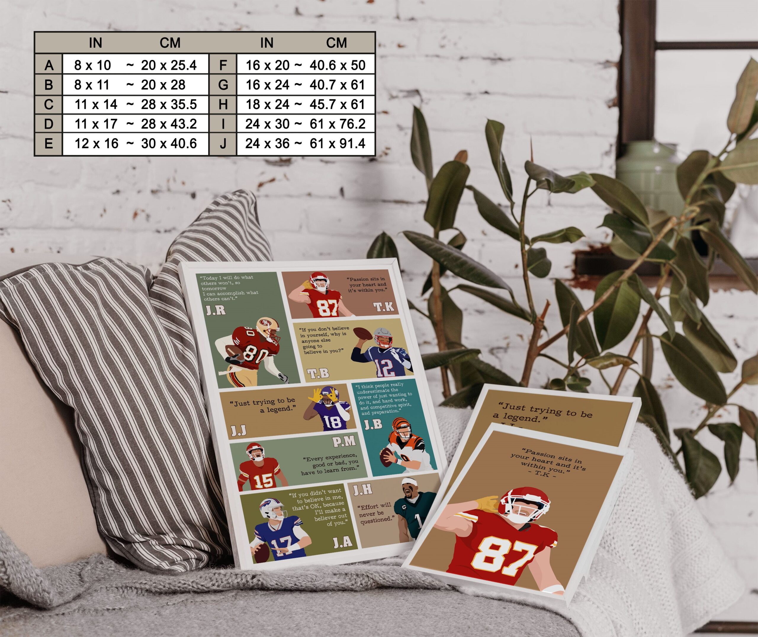 American Football Superstar Motivational Quote Wall Art - Image 7