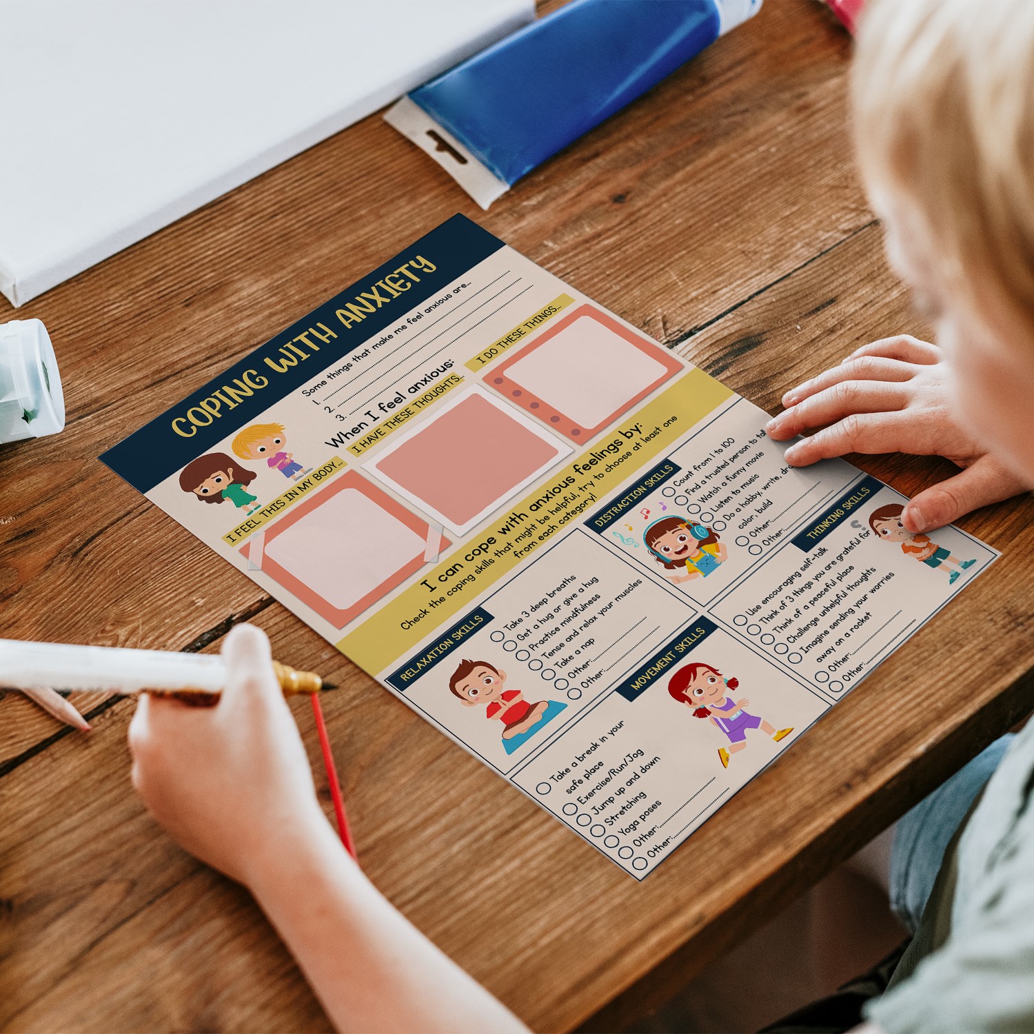 Anxiety Coping Skills Fillable Worksheet Printable - Image 3