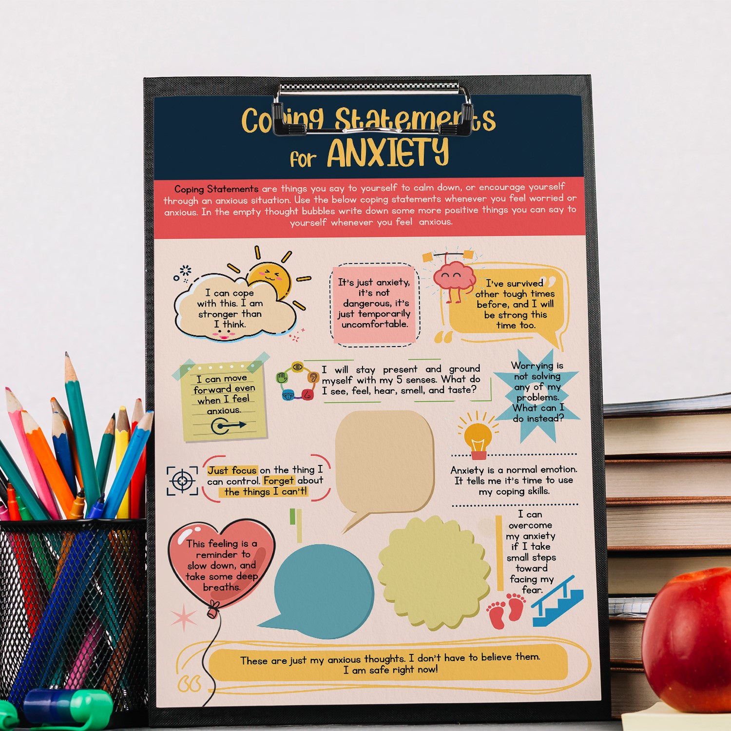 Anxiety Coping Statements Fillable Worksheet Printable - Image 2