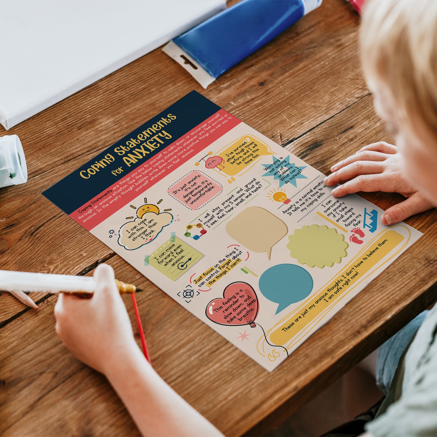 Anxiety Coping Statements Fillable Worksheet Printable - Image 3