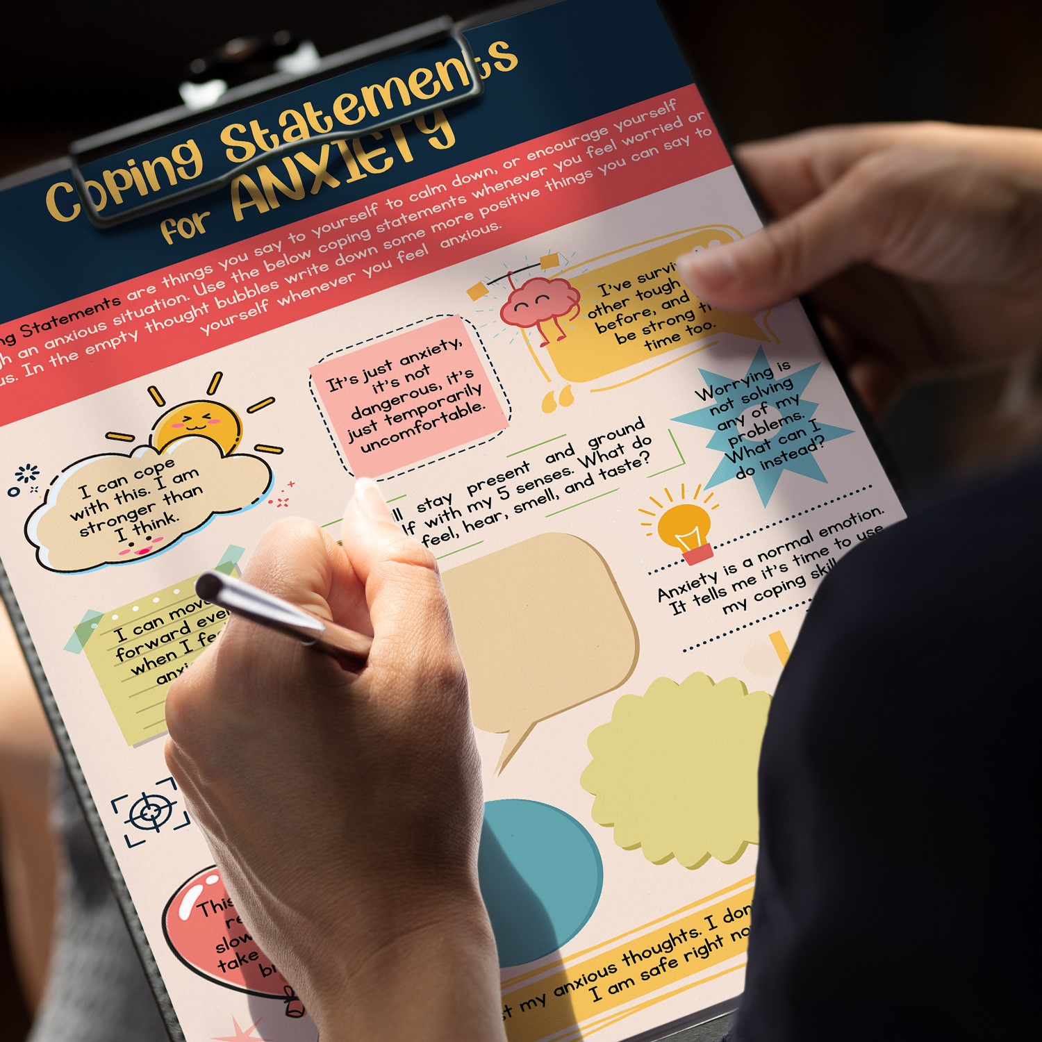 Anxiety Coping Statements Fillable Worksheet Printable - Image 5