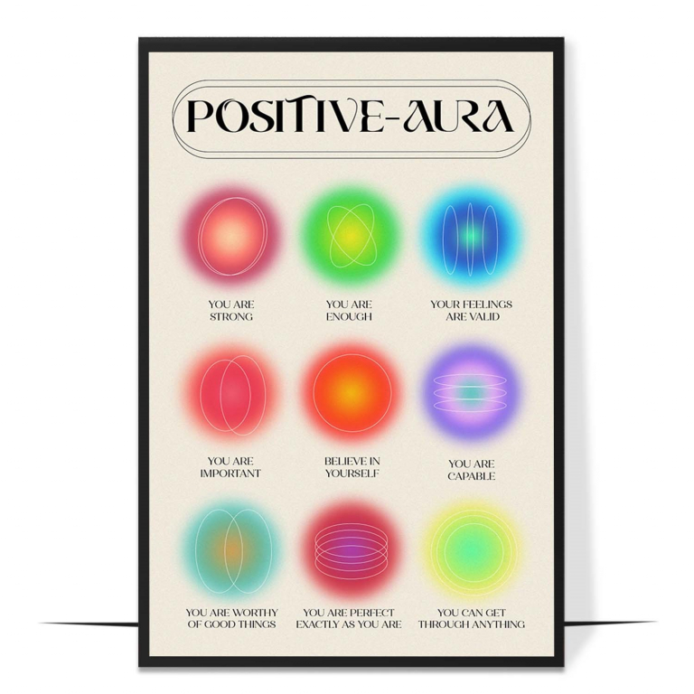 Aura Affirmations hand-drawn aura print — A glowing pink aura gradient layered with gent