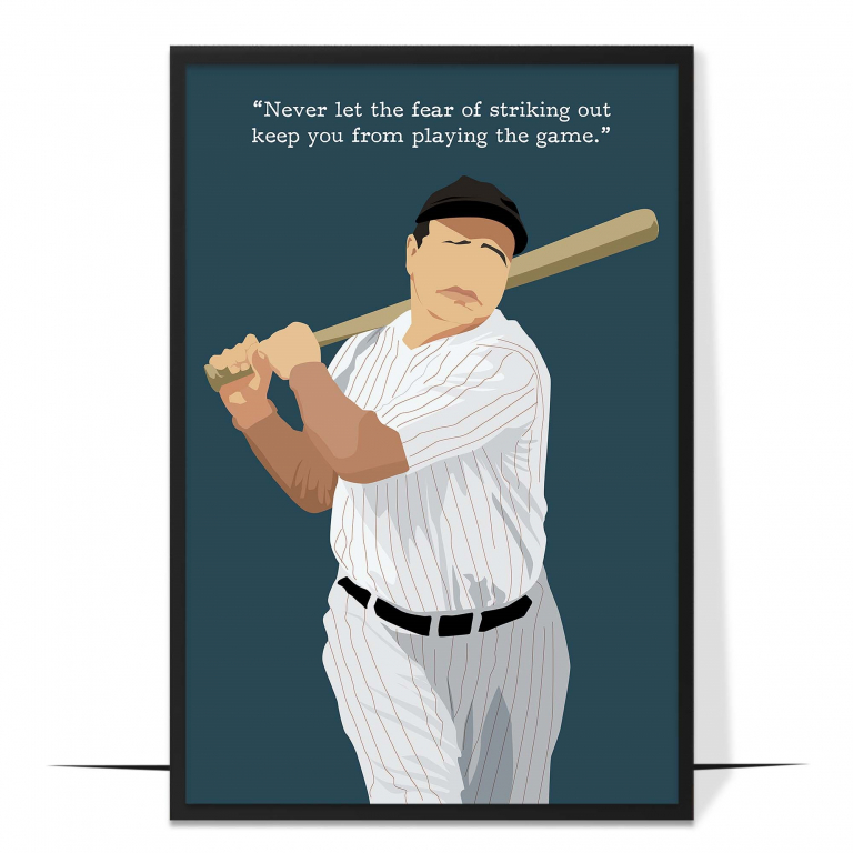 Babe Ruth Hand-drawn Baseball Wall Art