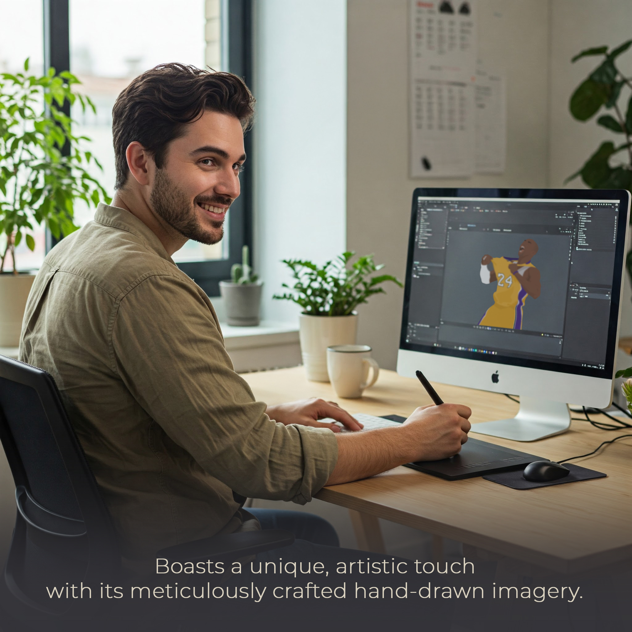 Basketball Superstars Motivational Unframed 16x20in Laminated Hand-drawn Wall Art - Image 4