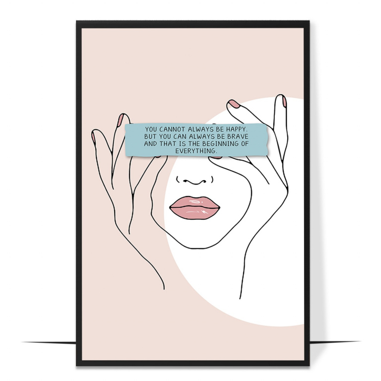 Be Brave hand-drawn abstract print — A painterly abstract wash of color framing t