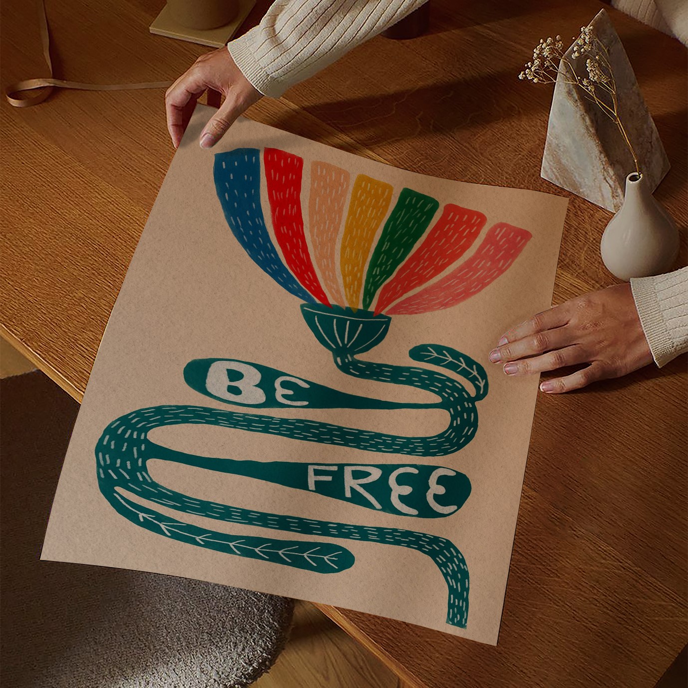 Be Free Positive Colorful Mental Health Wall Art - Image 2