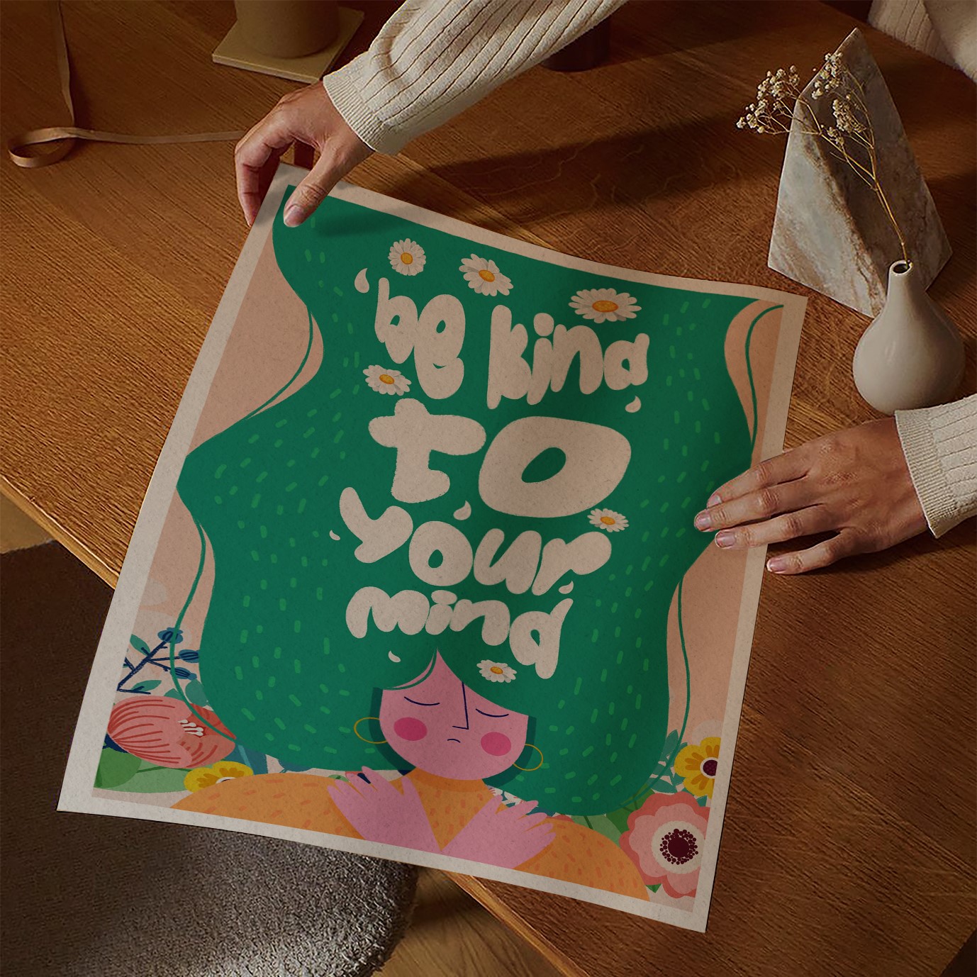 Be Kind to Your Mind Colorful Mental Health Wall Art - Image 3