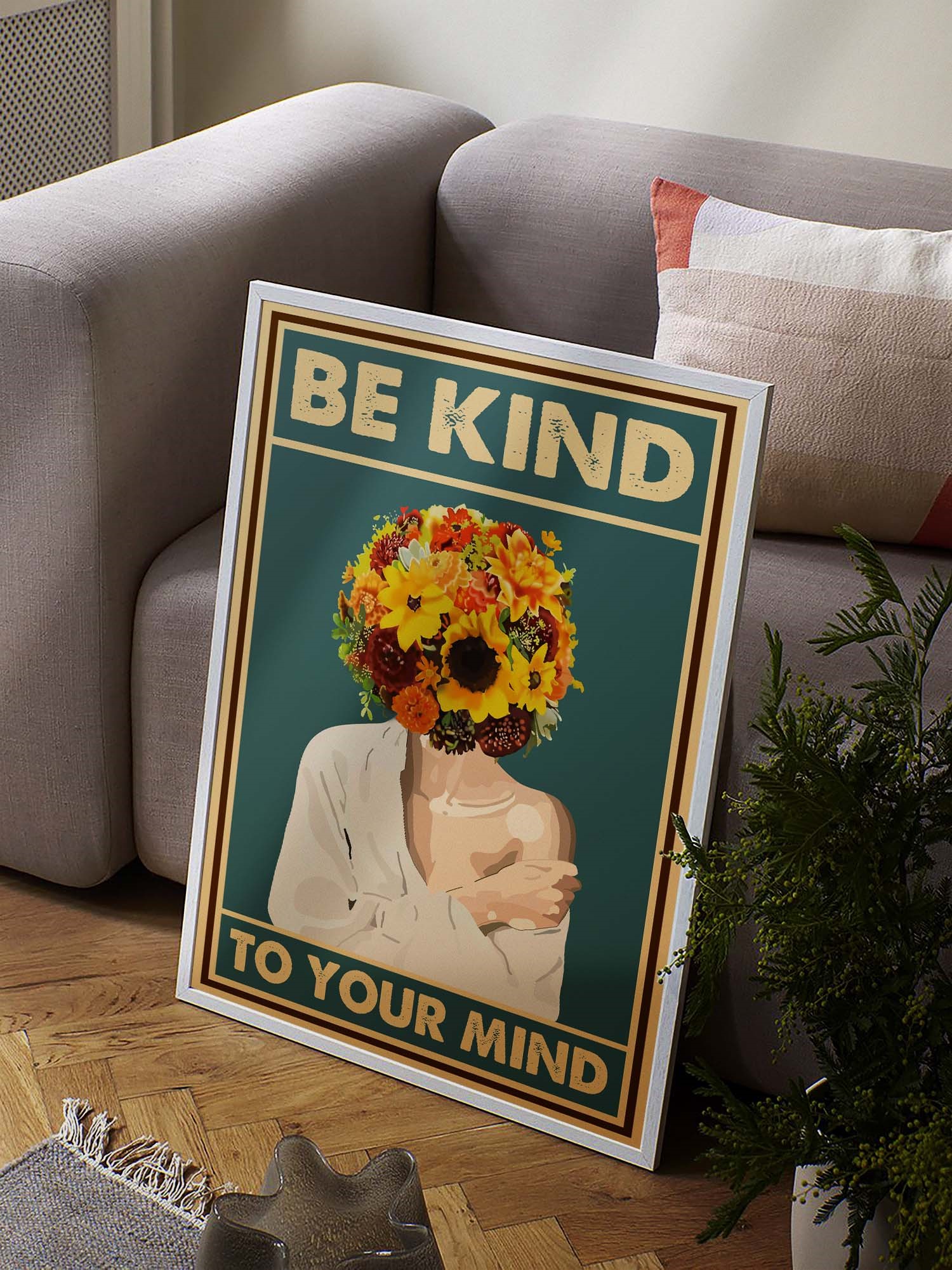 Be Kind to Your Mind Vintage Mental Health Wall Art - Image 3