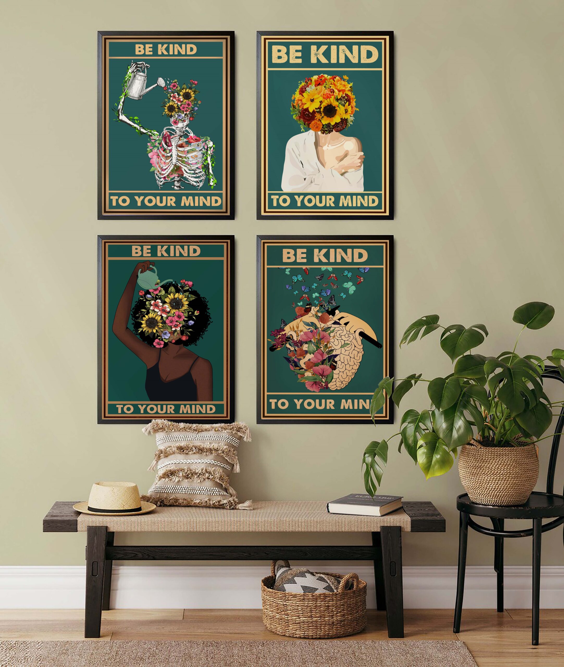 Be Kind to Your Mind Vintage Mental Health Wall Art - Image 6