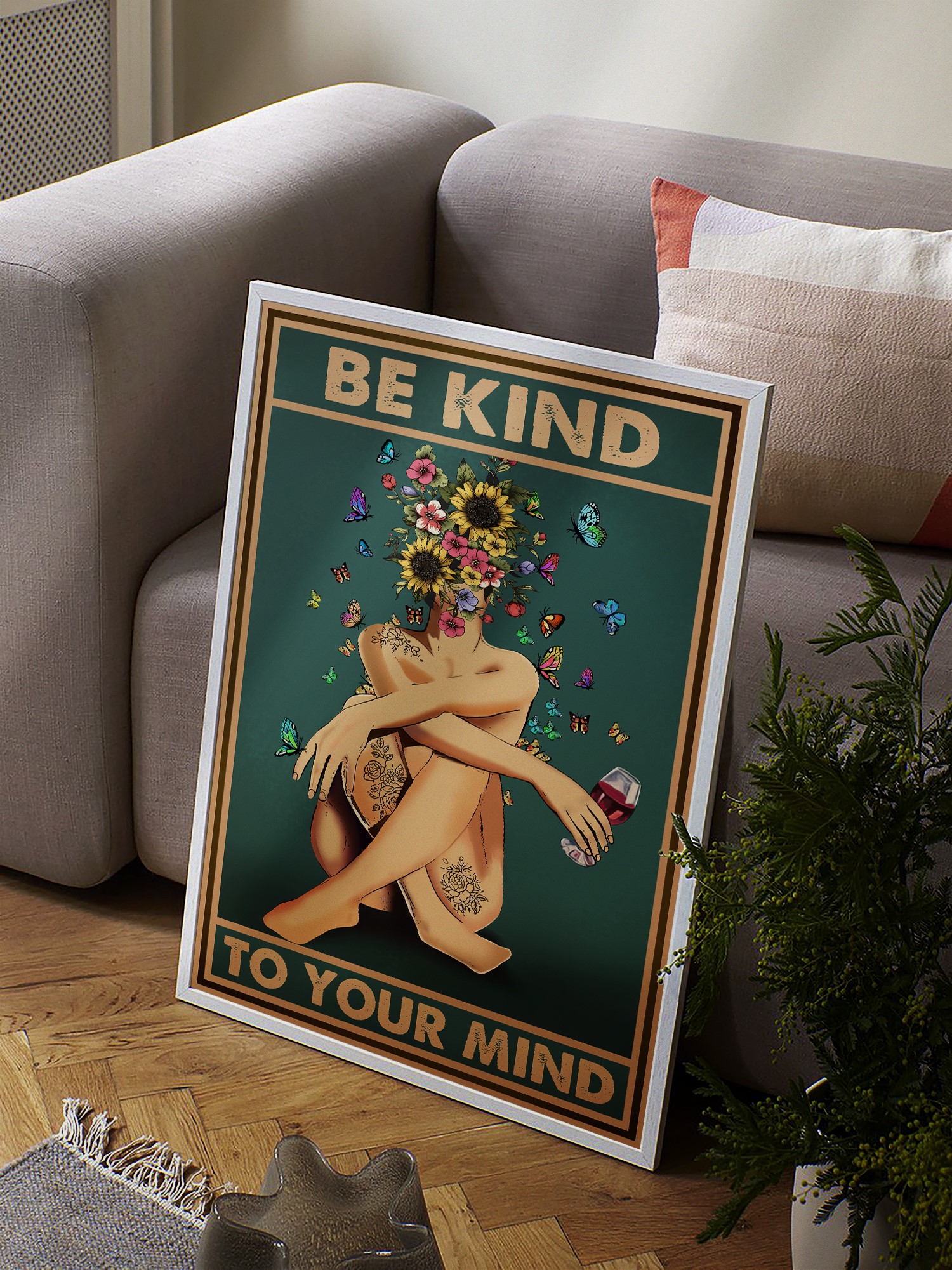Be Kind to Your Mind Vintage Mental Health Wall Art - Image 3