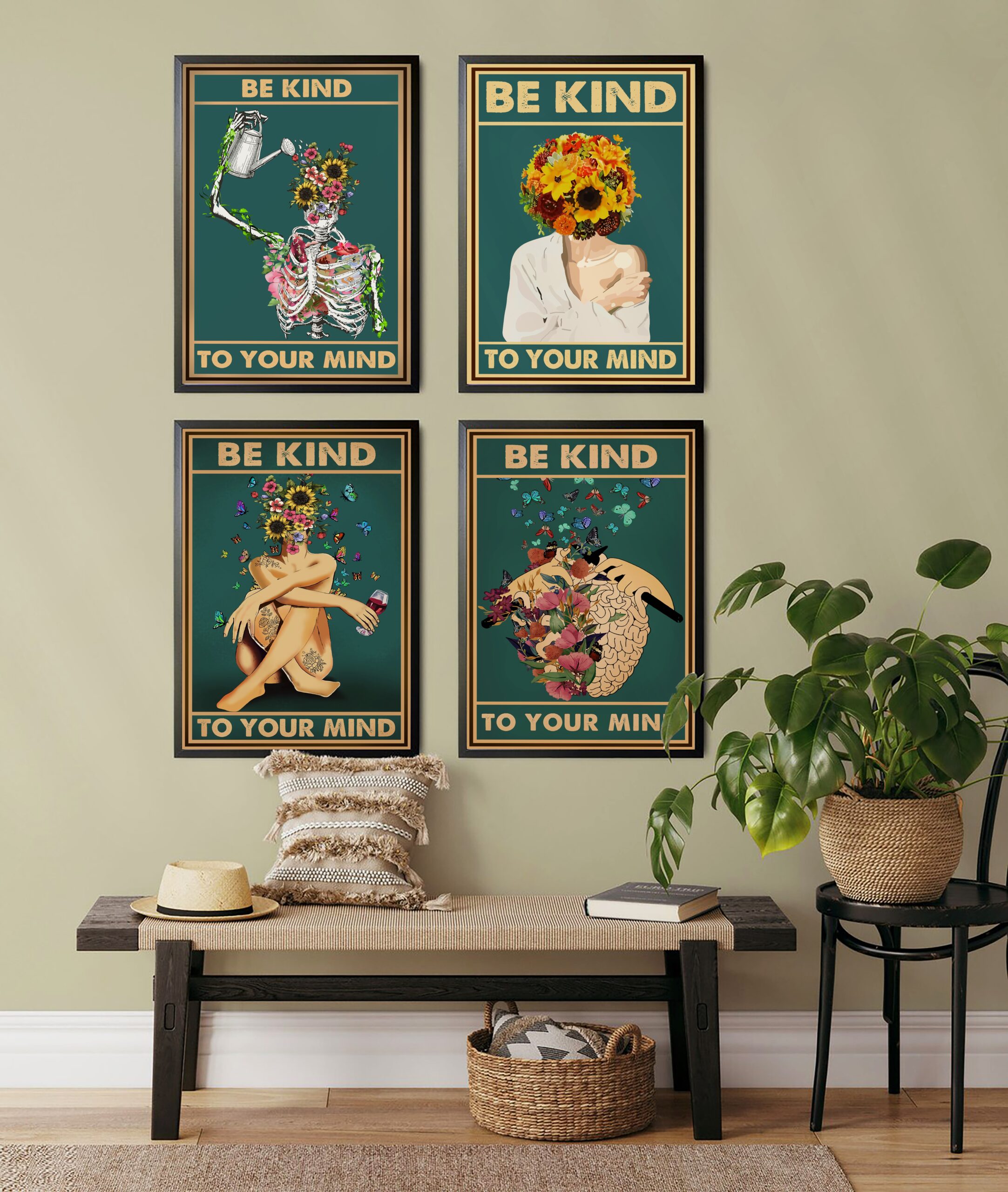 Be Kind to Your Mind Vintage Mental Health Wall Art - Image 6