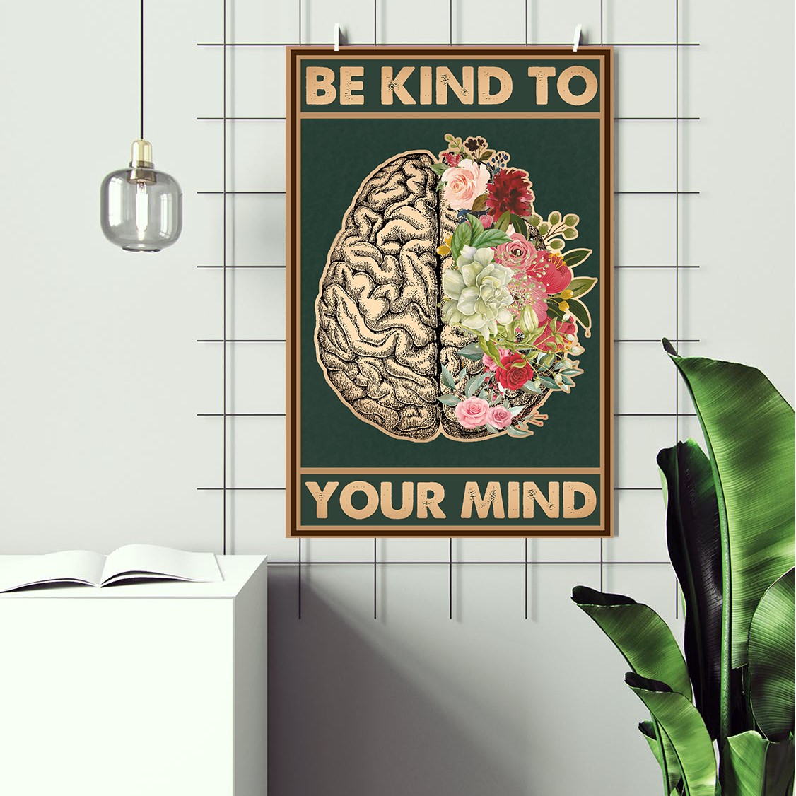 Be Kind to Your Mind Vintage Mental Health Wall Art - Image 2
