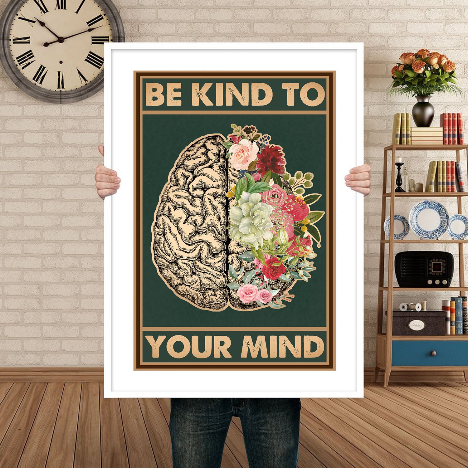 Be Kind to Your Mind Vintage Mental Health Wall Art - Image 4
