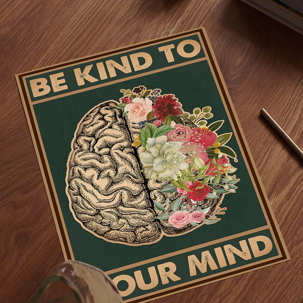 Be Kind to Your Mind Vintage Mental Health Wall Art - Image 5