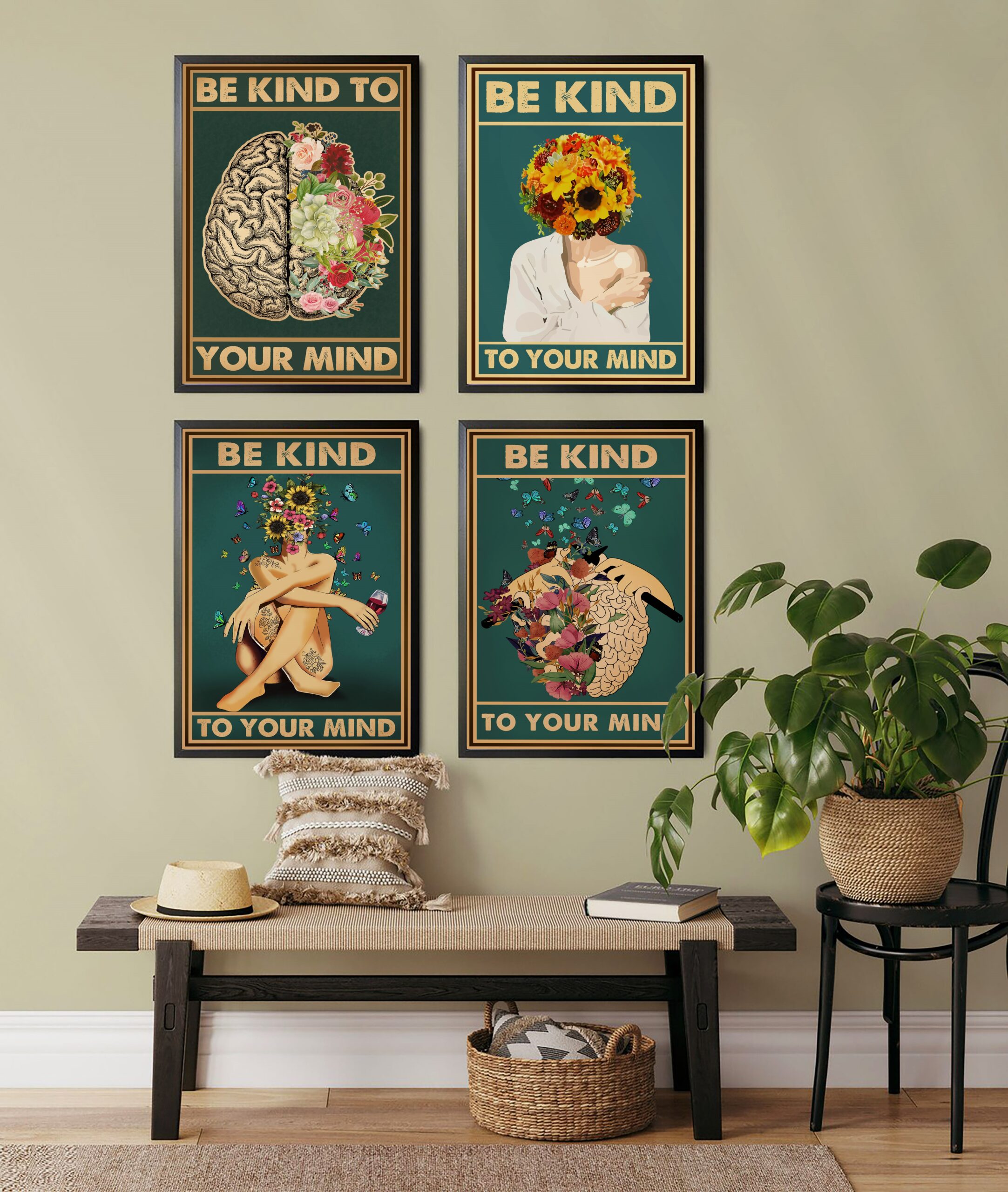 Be Kind to Your Mind Vintage Mental Health Wall Art - Image 6