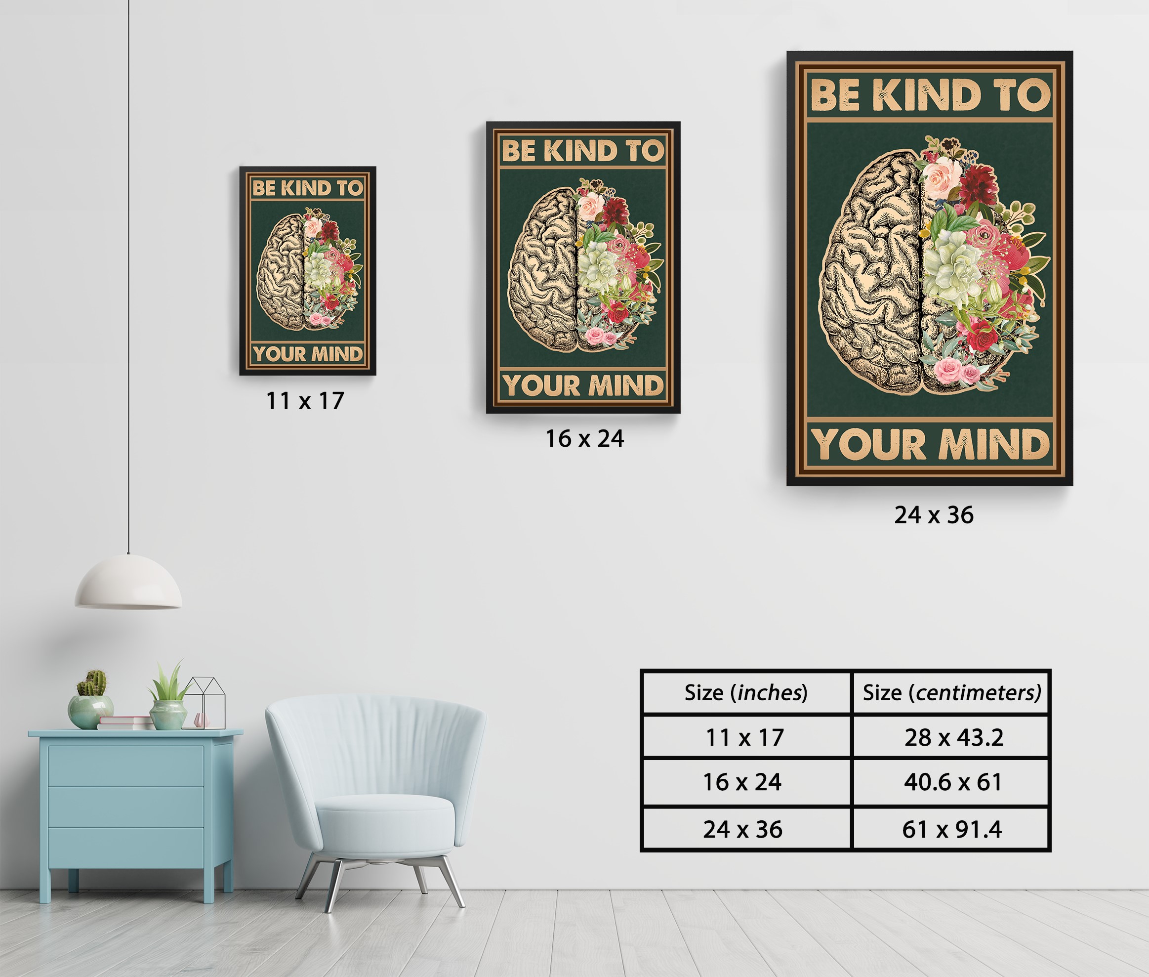 Be Kind to Your Mind Vintage Mental Health Wall Art - Image 7
