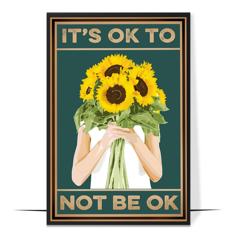 Be Okay hand-drawn vintage print — A warm, retro vintage design framing the gen