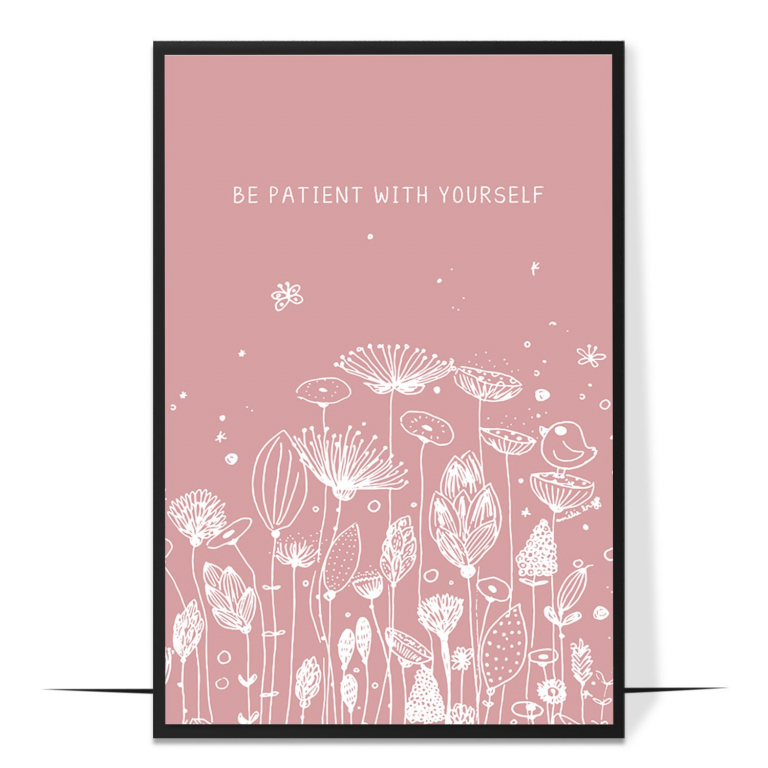 Be Patient hand-drawn abstract print — A calm abstract color field framing a gentle