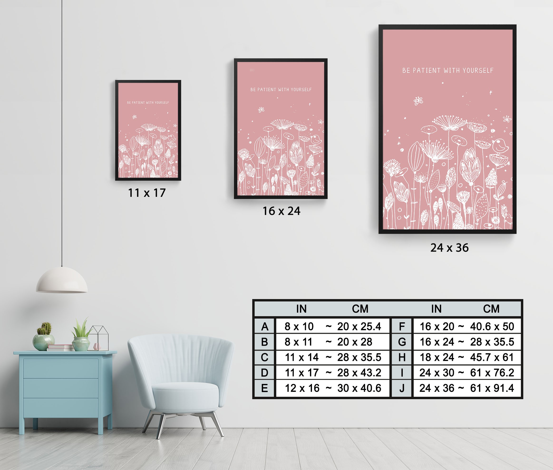 Be Patient Abstract Positive Mental Health Wall Art - Image 7