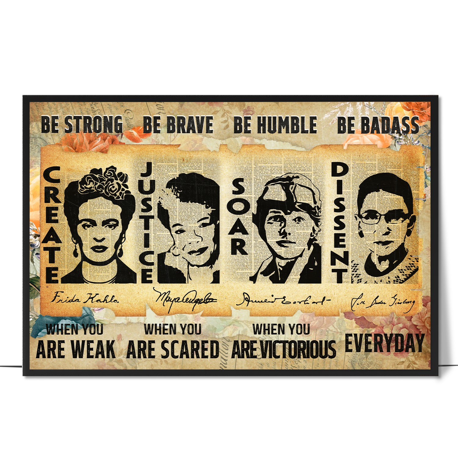 Be Strong Inspirational Vintage Wall Art