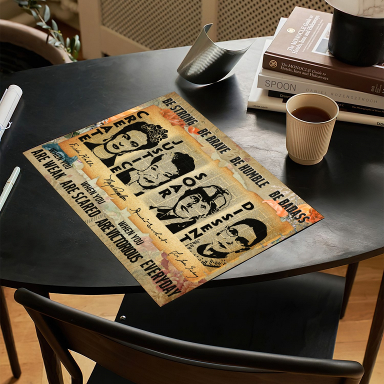 Be Strong poster framed and displayed in a home office