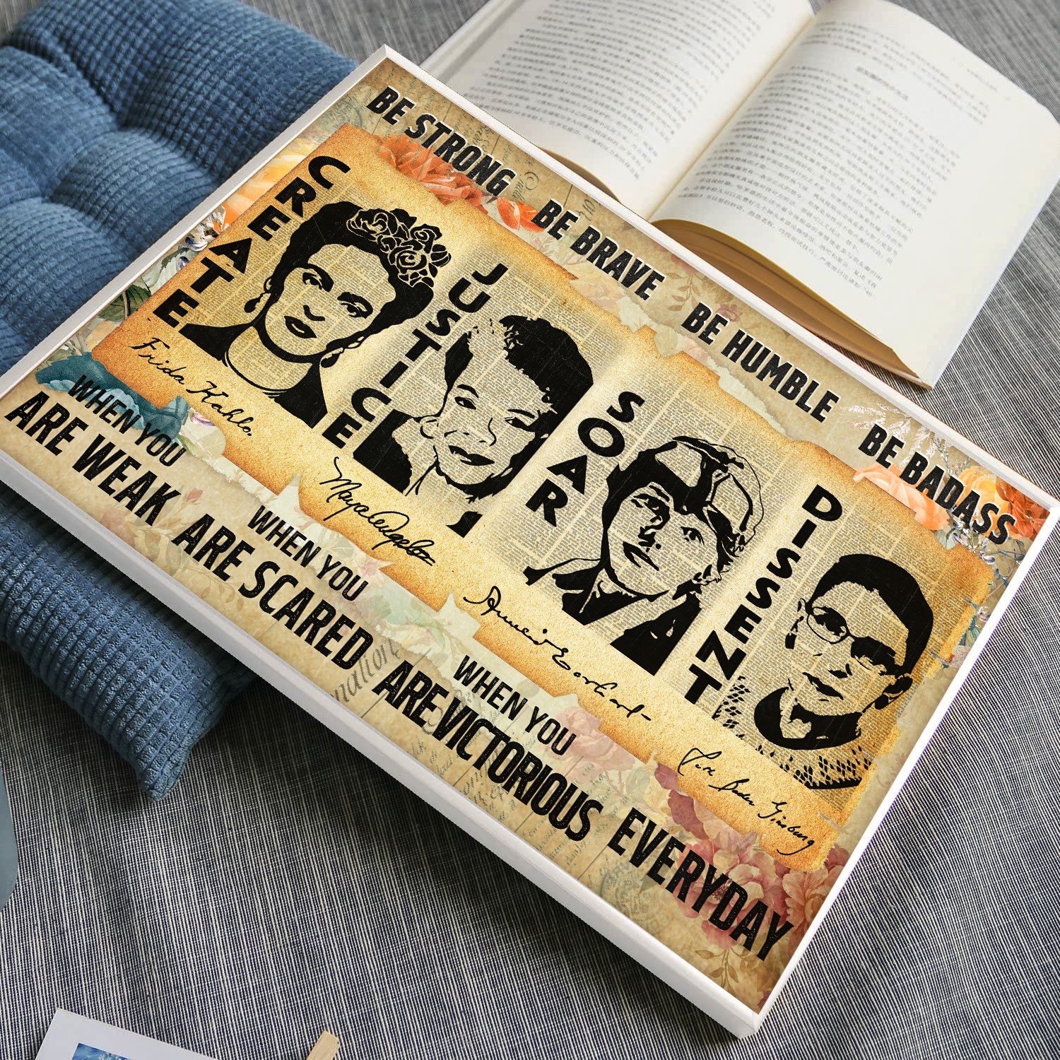 Be Strong Feminist Vintage Inspirational Quote Wall Art - Image 4