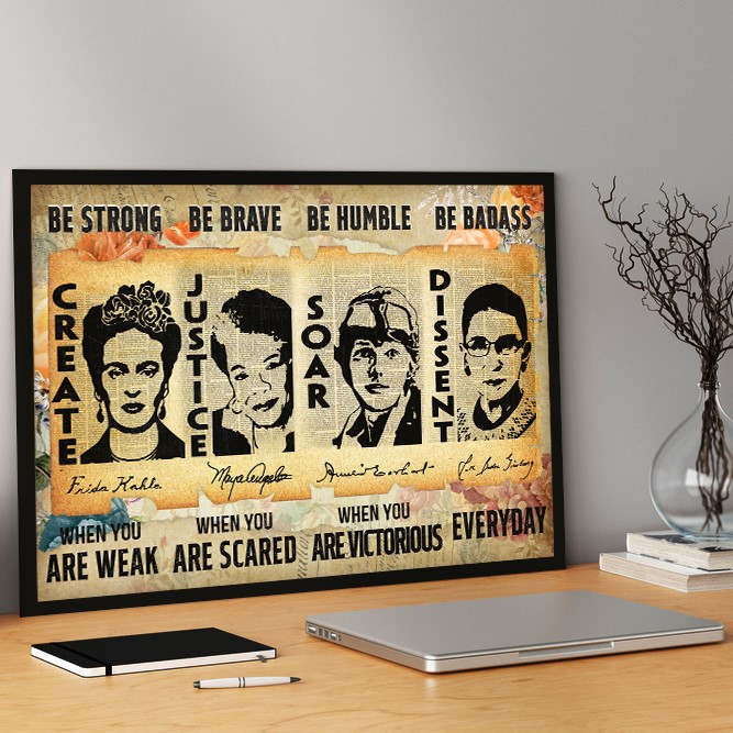 Be Strong Feminist Vintage Inspirational Quote Wall Art - Image 5