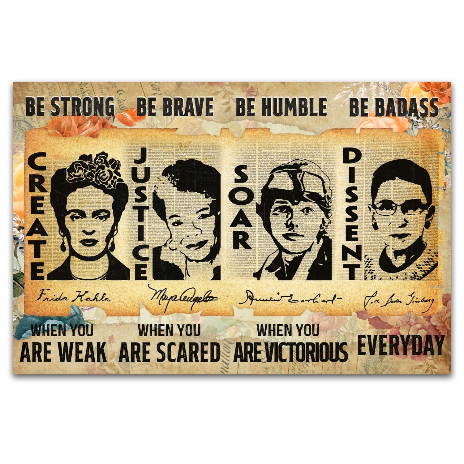 Be Strong Women Inspirational Wall Art