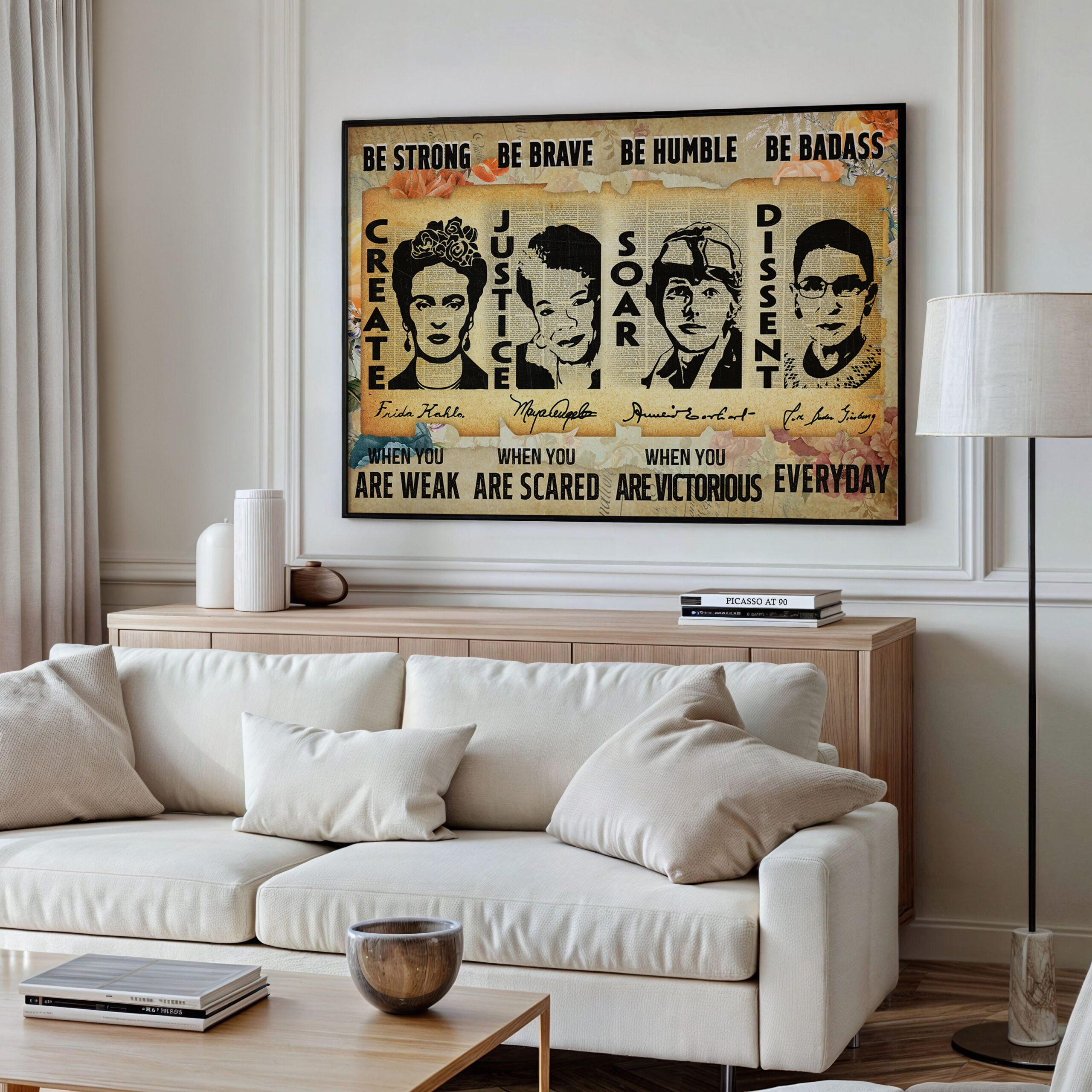 Be Strong Women Inspirational Unframed 16x24in Laminated Hand-drawn Wall Art - Image 8