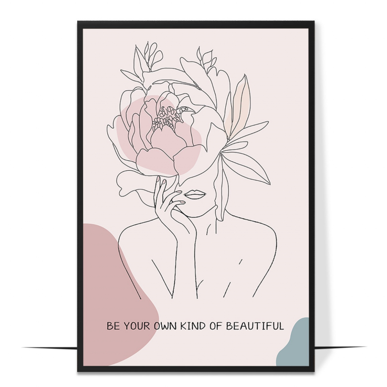 Be Your Own Kind of Beautiful hand-drawn abstract print — A minimal abstract gradient framing the word