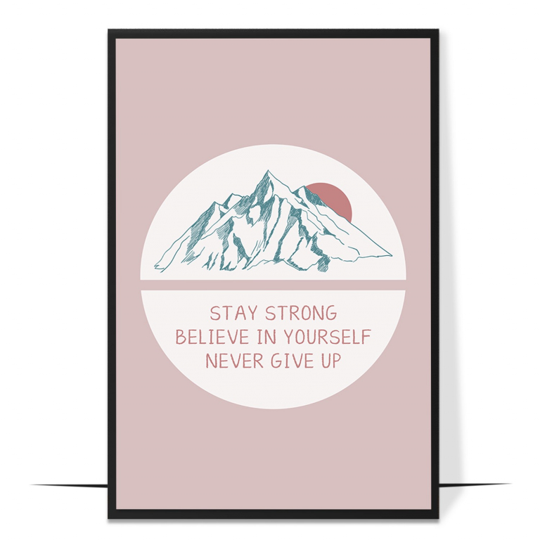 Believe in Yourself hand-drawn abstract print — A warm abstract sweep of color framing the w
