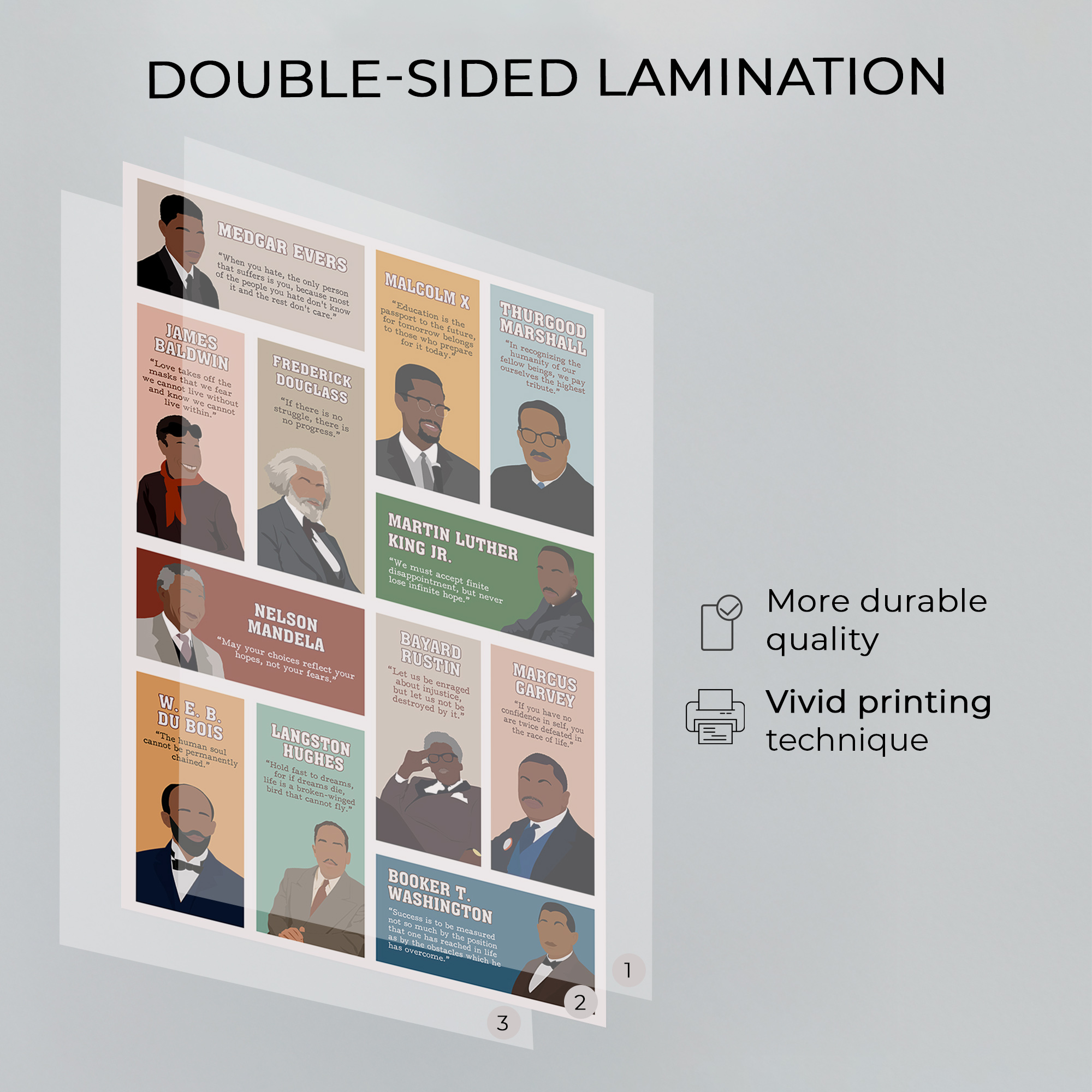 Black Men Leader Motivational Unframed 16x24in Laminated Hand-drawn Wall Art - Image 3