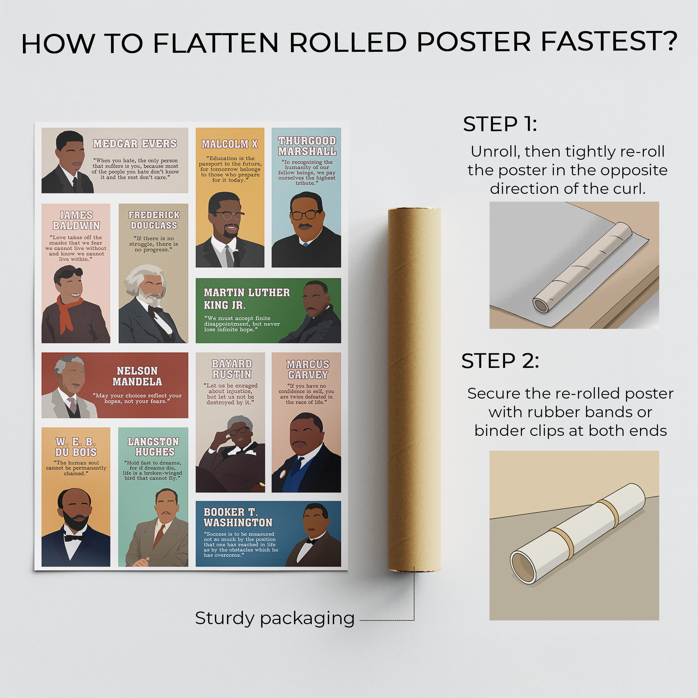 Black Men Leader Motivational Unframed 16x24in Laminated Hand-drawn Wall Art - Image 7