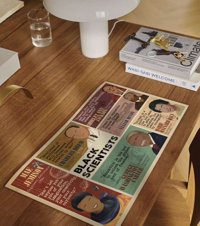 Black Scientists poster framed and displayed in a classroom