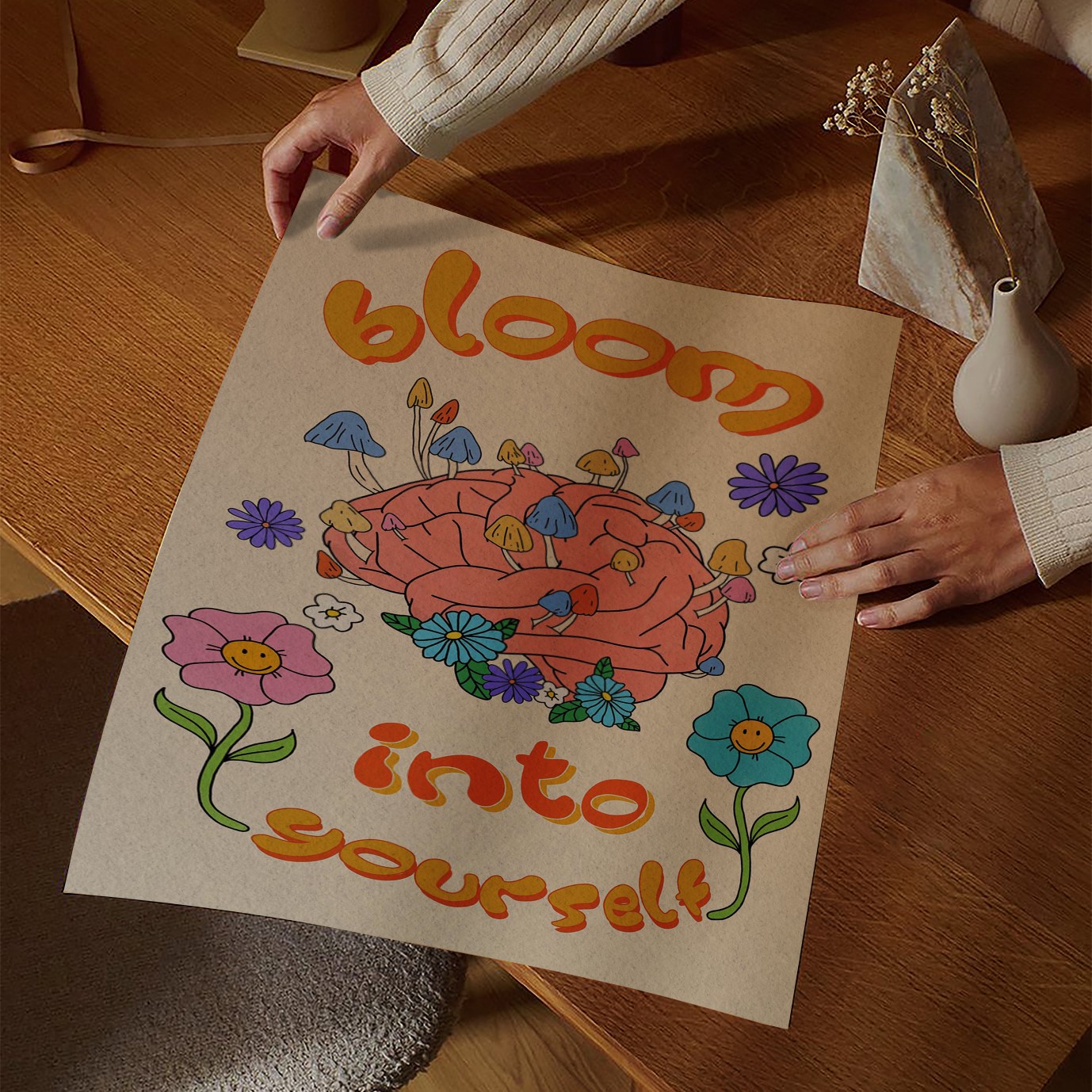 Bloom Into Yourself Colorful Mental Health Wall Art - Image 2