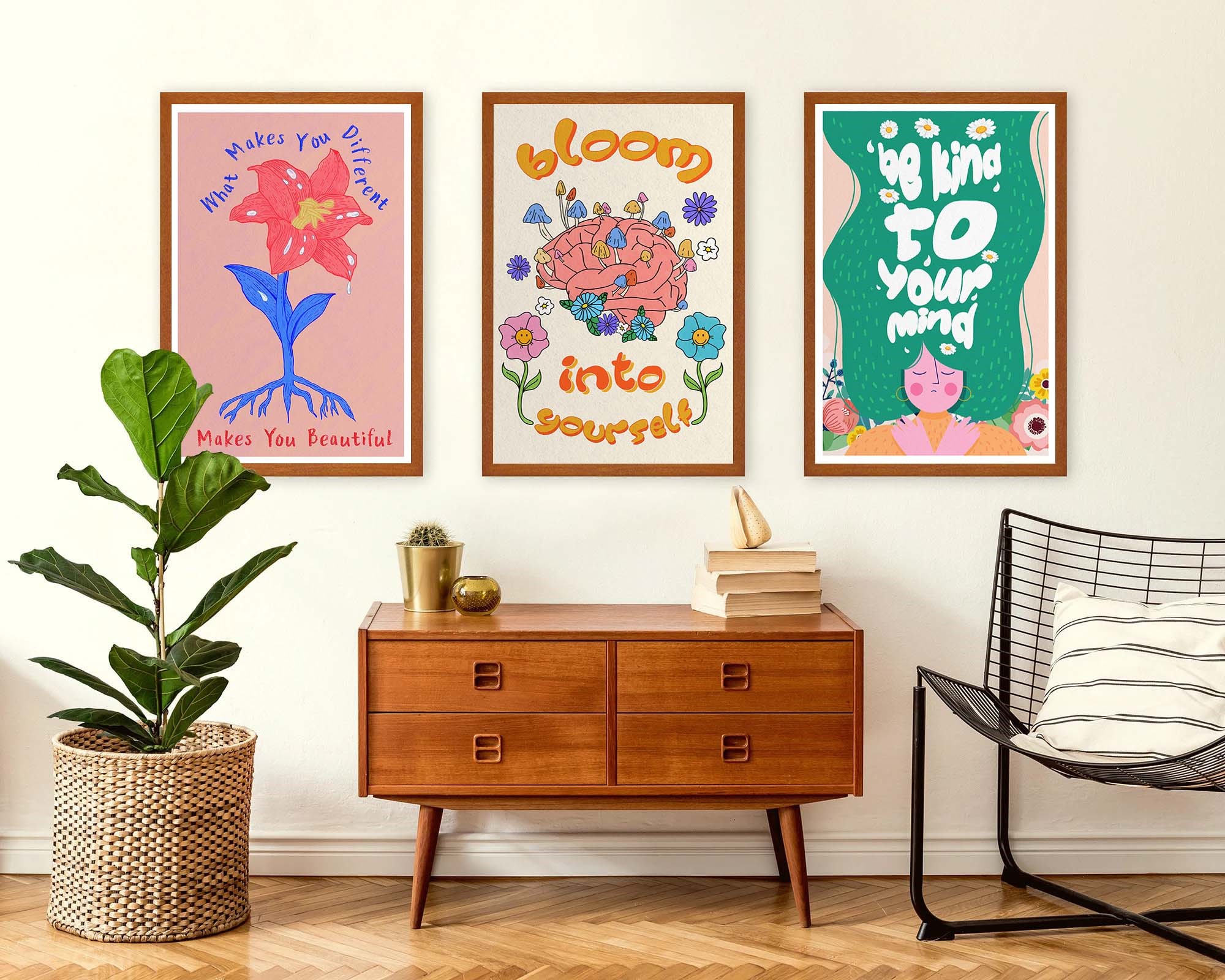 Bloom Into Yourself Colorful Mental Health Wall Art - Image 6