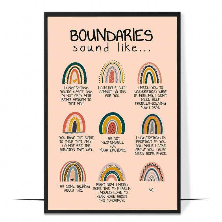 Setting healthy boundaries poster — Ready-to-use boundary phrases for common situations, t