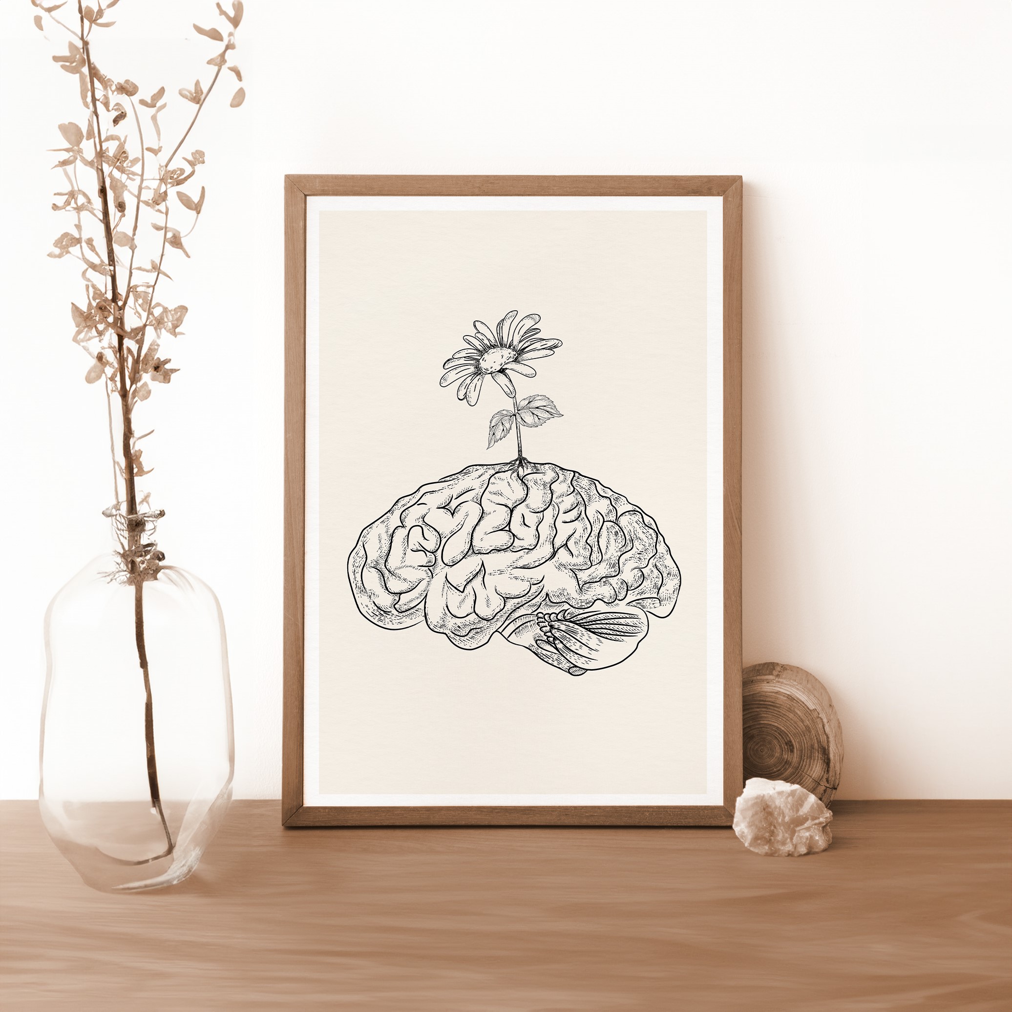 Brain Bloom Anatomy Botanical Mental Health Wall Art - Image 2