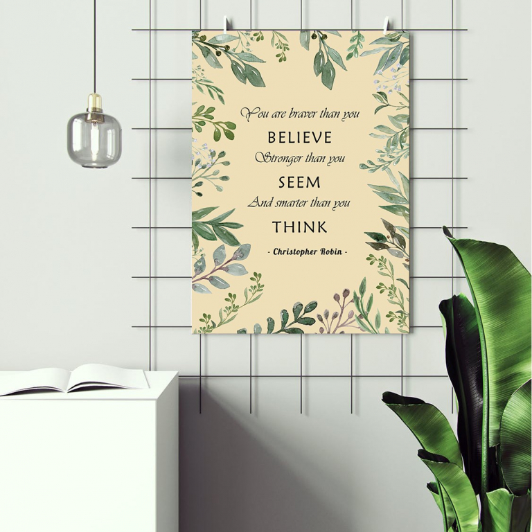 Braver Stronger Smarter print framed and displayed in a classroom