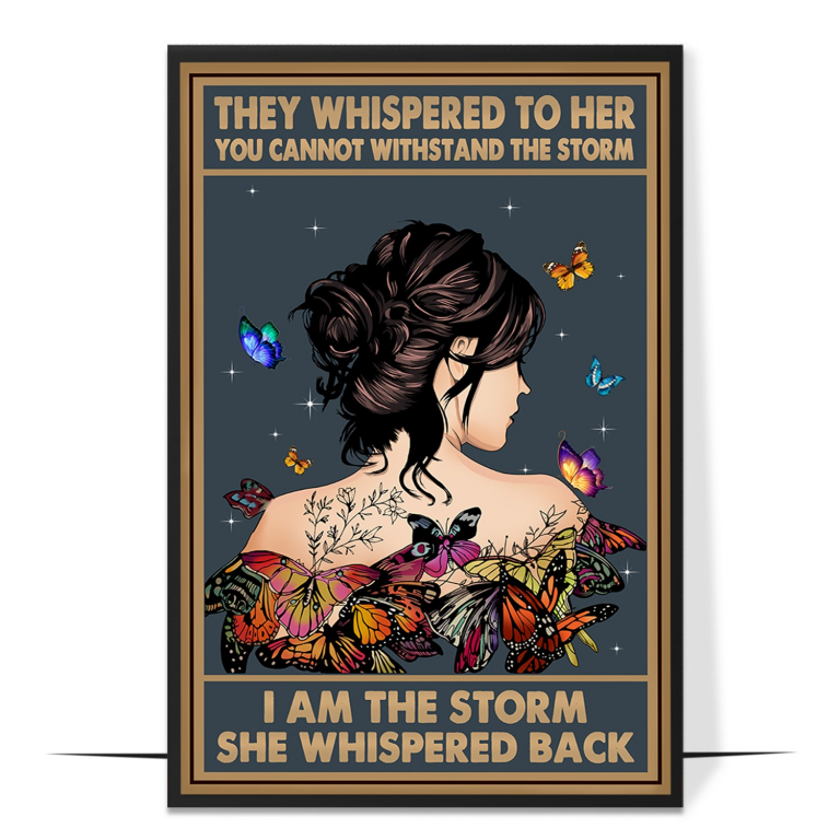 I Am the Storm Butterfly hand-drawn vintage print — A hand-drawn vintage butterfly framing the w
